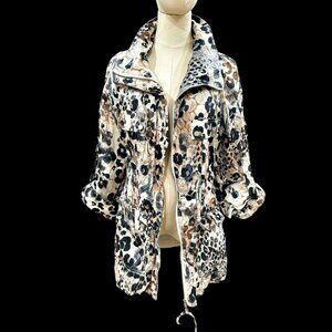Berek 2 Animal Print Jacket Jacket Coat Windbreaker Size Medium Roll Tab Sleeves
